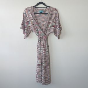 Anthropologie Stacia Bamboo Knit Wrap Sweater Dress Space Dye Women's Si…